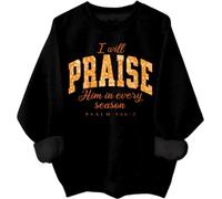Sweat à capuche décontracté « I Will Praise Him In Every Season » - Motif floral d'automne - Jésus chrétien - Action de grâce, Noir , XL