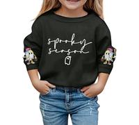 Sweat à Capuche décontracté imprimé Halloween pour Filles Douceur absolue et Confort Optimal pour l'automne Ensemble Tendance pour Jeunes Enfants et Adolescents (Black, 11-12Years)