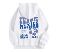 Sweat à capuche décontracté pour femme avec cordon de serrage et fermeture éclair, blanc, S