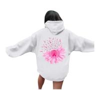 Sweat à capuche décontracté pour femme avec inscription « Breast Cancer Awareness Mois » Doublure en polaire douce et confortable à manches longues Vêtements d'extérieur à la mode pour toutes les