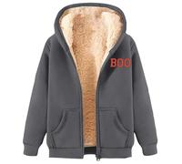 Sweat à capuche décontracté pour femme - Joli costume d'Halloween pelucheux avec capuche - Vêtements pour tours ou friandises - Tendance - Graphique athlétique - Fermeture éclair - Style gothique