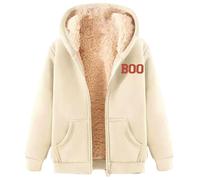 Sweat à capuche décontracté pour femme - Joli costume d'Halloween pelucheux avec capuche - Vêtements pour tours ou friandises - Tendance - Graphique athlétique - Fermeture éclair - Style gothique