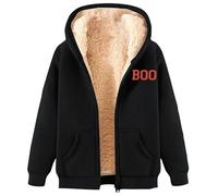 Sweat à capuche décontracté pour femme - Joli costume d'Halloween pelucheux avec capuche - Vêtements pour tours ou friandises - Tendance - Graphique athlétique - Fermeture éclair - Style gothique