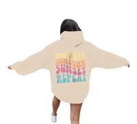 Sweat à capuche décontracté pour femme, lever du soleil, coucher de soleil, répétition, mode, lettre, pays, Y2K, graphique, coupe ample, mignon, preppy avec des motifs tendance, anime western workou