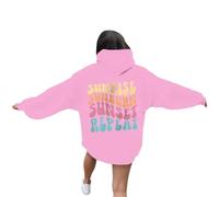 Sweat à capuche décontracté pour femme, lever du soleil, coucher de soleil, répétition, mode, lettre, pays, Y2K, graphique, coupe ample, mignon, preppy avec des motifs tendance, anime western workou