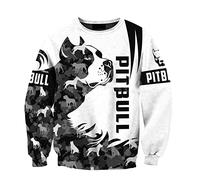 Sweat à capuche décontracté pour homme avec impression 3D Pitbull pour chien, Harajuku, unisexe, fermeture éclair, Sweat-shirt 3D, L