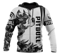 Sweat à capuche décontracté pour homme avec impression 3D Pitbull pour chien, Harajuku, unisexe, fermeture éclair, Sweat à capuche zippé 3D, XL