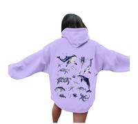 Sweat à capuche décontracté pour homme avec poche, pull à capuche confortable pour la vie quotidienne, motif imprimé monde océan, parfait avec un jean pour le printemps, lilas, XL