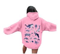 Sweat à capuche décontracté pour homme avec poche, pull à capuche confortable pour la vie quotidienne, motif imprimé monde océan, parfait avec un jean pour le printemps, Rose, XXL