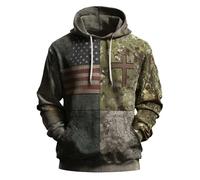 Sweat à capuche décontracté pour homme, motif drapeau américain, adoration de Dieu, sweatshirt à manches longues rétro Love Christ T-shirt Little House Big, bleu ciel, XL