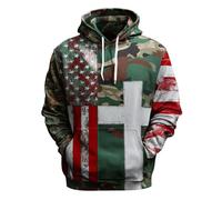 Sweat à capuche décontracté pour homme, motif drapeau américain, adoration de Dieu, sweatshirt à manches longues rétro Love Christ T-shirt Little House Big, bleu clair, S