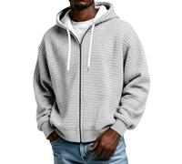Sweat à capuche décontracté uni à fermeture éclair intégrale pour homme, blanc, XL