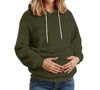 Sweat à capuche décontracté uni avec poche pour animal de compagnie, pochette de transport pour animaux domestiques, pour adolescentes, filles, à manches longues, pour filles, vert militaire, L