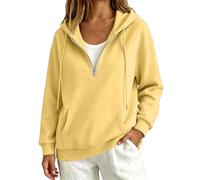 Sweat à capuche demi-fermeture éclair pour femme - Avec poches - Couleur