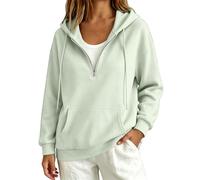 Sweat à capuche demi-fermeture éclair pour femme - Avec poches - Couleur