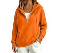 Sweat à capuche demi-fermeture éclair pour femme - Avec poches - Couleur