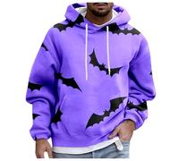 Sweat à capuche d'Halloween à manches longues pour homme avec impression de dessin animé pour les tenues enfantines, les activités de loisirs, lilas, M