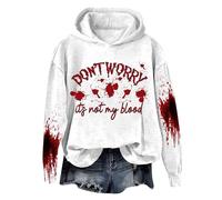 Sweat à capuche d'Halloween pour femme avec inscription « Bloody Don't Worry Its Not My Blood », blanc, XL