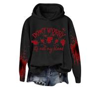 Sweat à capuche d'Halloween pour femme avec inscription « Bloody Don't Worry Its Not My Blood », Noir , L