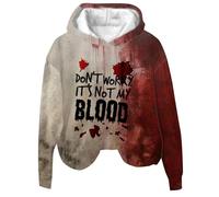 Sweat à capuche d'Halloween pour femme avec inscription « Bloody Don't Worry It's Not My Blood », Rouge, L