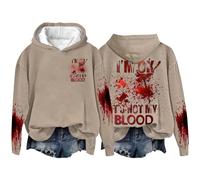 Sweat à capuche d'Halloween pour femme avec inscription « Bloody Im Ok It's Not My Bloody Fall » - Costumes 2025 - Sweat-shirt pour femme adulte, kaki, XXL