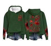 Sweat à capuche d'Halloween pour femme avec inscription « Bloody Im Ok It's Not My Bloody Fall » - Costumes 2025 - Sweat-shirt pour femme adulte, Vert, L