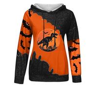 Sweat à capuche d'Halloween pour femme avec motif dinosaure - Sweat à capuche bicolore avec T-Rex et citrouilles - Pull dinosaure effrayant pour l'automne, Style_p02 Gris, 3XL