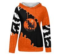 Sweat à capuche d'Halloween pour femme avec motif dinosaure - Sweat à capuche bicolore avec T-Rex et citrouilles - Pull dinosaure effrayant pour l'automne, Style_o01 Noir, XXL