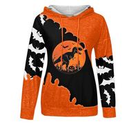Sweat à capuche d'Halloween pour femme avec motif dinosaure - Sweat à capuche bicolore avec T-Rex et citrouilles - Pull dinosaure effrayant pour l'automne, Style_p01 Noir, S