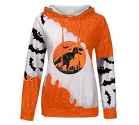 Sweat à capuche d'Halloween pour femme avec motif dinosaure - Sweat à capuche bicolore avec T-Rex et citrouilles - Pull dinosaure effrayant pour l'automne, Style_p03 Blanc, 3XL