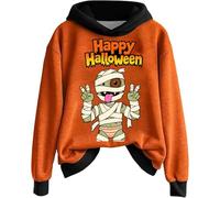Sweat à capuche d'Halloween pour femme avec motif momies - Sweat à capuche bicolore avec imprimé amusant - Sweatshirt décontracté pour la saison effrayante, Stil_m01 Noir, XL