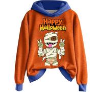 Sweat à capuche d'Halloween pour femme avec motif momies - Sweat à capuche bicolore avec imprimé amusant - Sweatshirt décontracté pour la saison effrayante, Style_m02 Bleu, 3XL