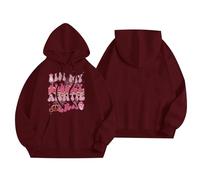Sweat à capuche d'Halloween pour femme, fantôme dans ma tante effrayante, potiron imprimé, poches imprimées, sweatshirts pour femmes, costumes 2025 pour adultes, bordeaux, M