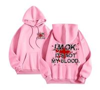 Sweat à capuche d'Halloween pour femme Im Ok Its Not My Blood avec cordon de serrage grande taille Sweat à capuche pour adultes Costumes 2025 pour femmes, rose, 3XL