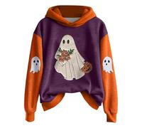 Sweat à capuche d'Halloween pour femme - Motif fantôme amusant - Manches longues - Hauts de vacances amusants, violet, S