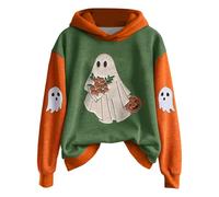 Sweat à capuche d'Halloween pour femme - Motif fantôme amusant - Manches longues - Hauts de vacances amusants, Vert, S
