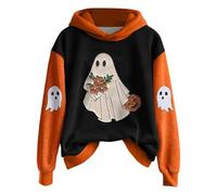 Sweat à capuche d'Halloween pour femme - Motif fantôme amusant - Manches longues - Hauts de vacances amusants, Noir , S
