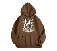 Sweat à Capuche d'halloween pour Femme Pull Haut décontracté à Manches Longues Sweat Capuche imprimé Dieu pour Femme Coupe décontractée col Rond Manches Longues Pull d'automne Hiver(Marron, XL)