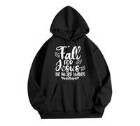 Sweat à Capuche d'halloween pour Femme Pull Haut décontracté à Manches Longues Sweat Capuche imprimé Dieu pour Femme Coupe décontractée col Rond Manches Longues Pull d'automne Hiver(Noir, L)