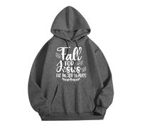 Sweat à Capuche d'halloween pour Femme Pull Haut décontracté à Manches Longues Sweat Capuche imprimé Dieu pour Femme Coupe décontractée col Rond Manches Longues Pull d'automne Hiver(Gris, L)