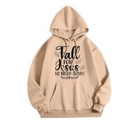 Sweat à Capuche d'halloween pour Femme Pull Haut décontracté à Manches Longues Sweat Capuche imprimé Dieu pour Femme Coupe décontractée col Rond Manches Longues Pull d'automne Hiver(Marron, M)