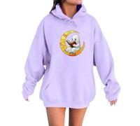 Sweat à capuche d'Halloween pour femme, pull surdimensionné vintage citrouille, manches longues, grande taille, capuche de sorcière, chandail de randonnée pour femmes, streetwear, violet, L
