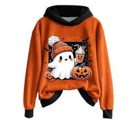 Sweat à capuche d'Halloween pour femme - Saison effrayante - Motif fantôme mignon - Manches longues - Hauts de vacances amusants, Noir , S