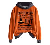 Sweat à capuche d'Halloween pour femme « Some Day You Have To Put On The Hat and Remind Them Who Thry're Dealing with Long Sleeve Tops », gris, XXL