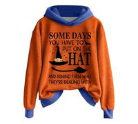 Sweat à capuche d'Halloween pour femme « Some Day You Have To Put On The Hat and Remind Them Who Thry're Dealing with Long Sleeve Tops », bleu, XL