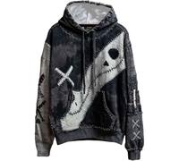 Sweat à capuche d'Halloween pour homme - Avec visage effrayant cousu - Sweatshirt créatif de style poupée vaudou, Stil_y01 Noir, L