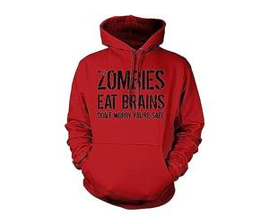 Sweat à capuche d'Halloween pour homme Zombies Eat Brains Don't Worry You're Safe Sweatshirt avec poche à manches longues, Rouge, L
