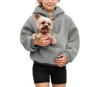 Sweat à Capuche d'hiver Classique pour Fille,de Couleur Unie,IdéAl pour Toute La Famille,avec Poche Kangourou et Pochette Transporter Un Animal(Grey, 120)