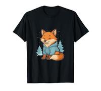 Sweat à Capuche d'hiver Confortable Renard dans Une forêt enneigée paisible T-Shirt