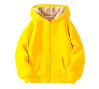 Sweat à capuche d'hiver en polaire pour enfant - Fermeture éclair complète - Doublure épaisse - Combinaison bébé, jaune, 7-8 ans